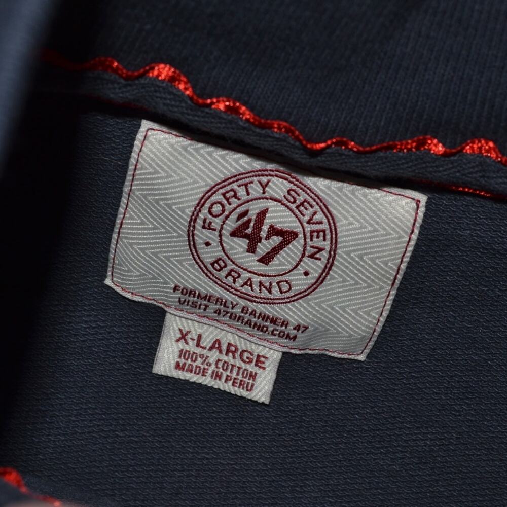 Vintage Y2K Forty Seven 47 MLB Red Sox Sweatshirt Full Zip Size XL Navy Blue - Picture 3 of 4